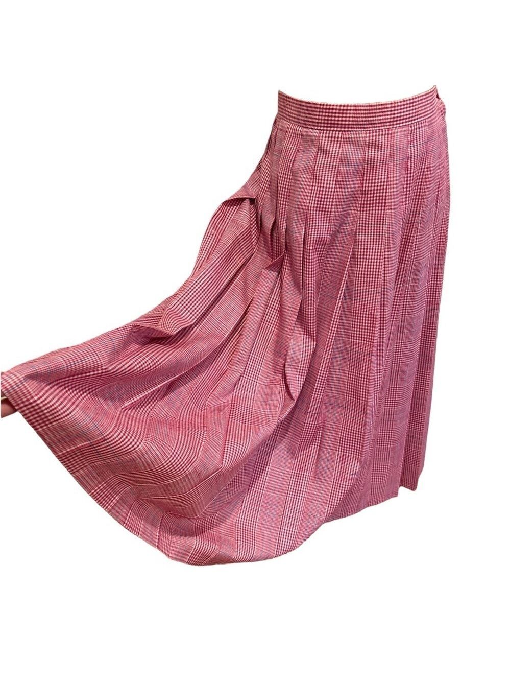 NWOT SILK BLEND CLASSIC PENDLETON PLAID HIGH WAISTED PLEATED MIDI SKIRT 8